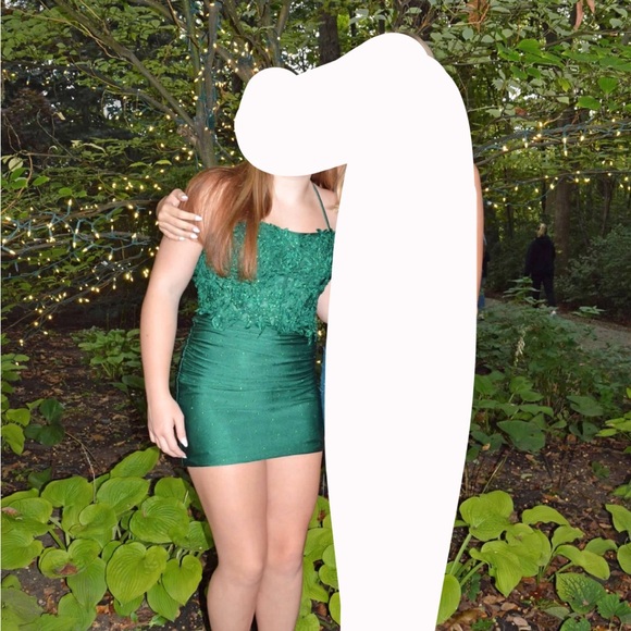 Kiss Prom Green Lace Audrey Hoco Dress - Picture 7 of 7